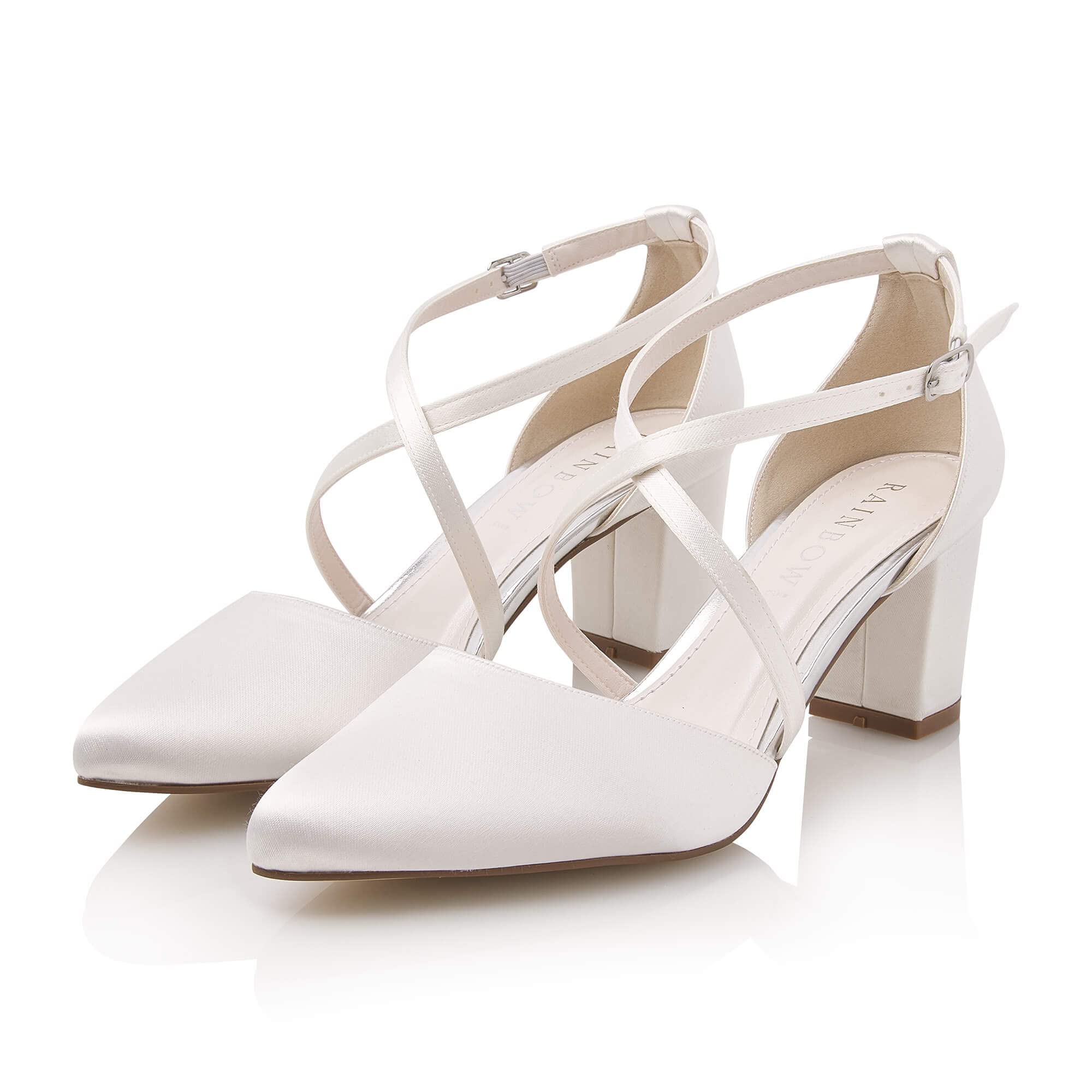 Rainbow Club Essentials Hellen Pumps Ivory Satin Blockabsatz