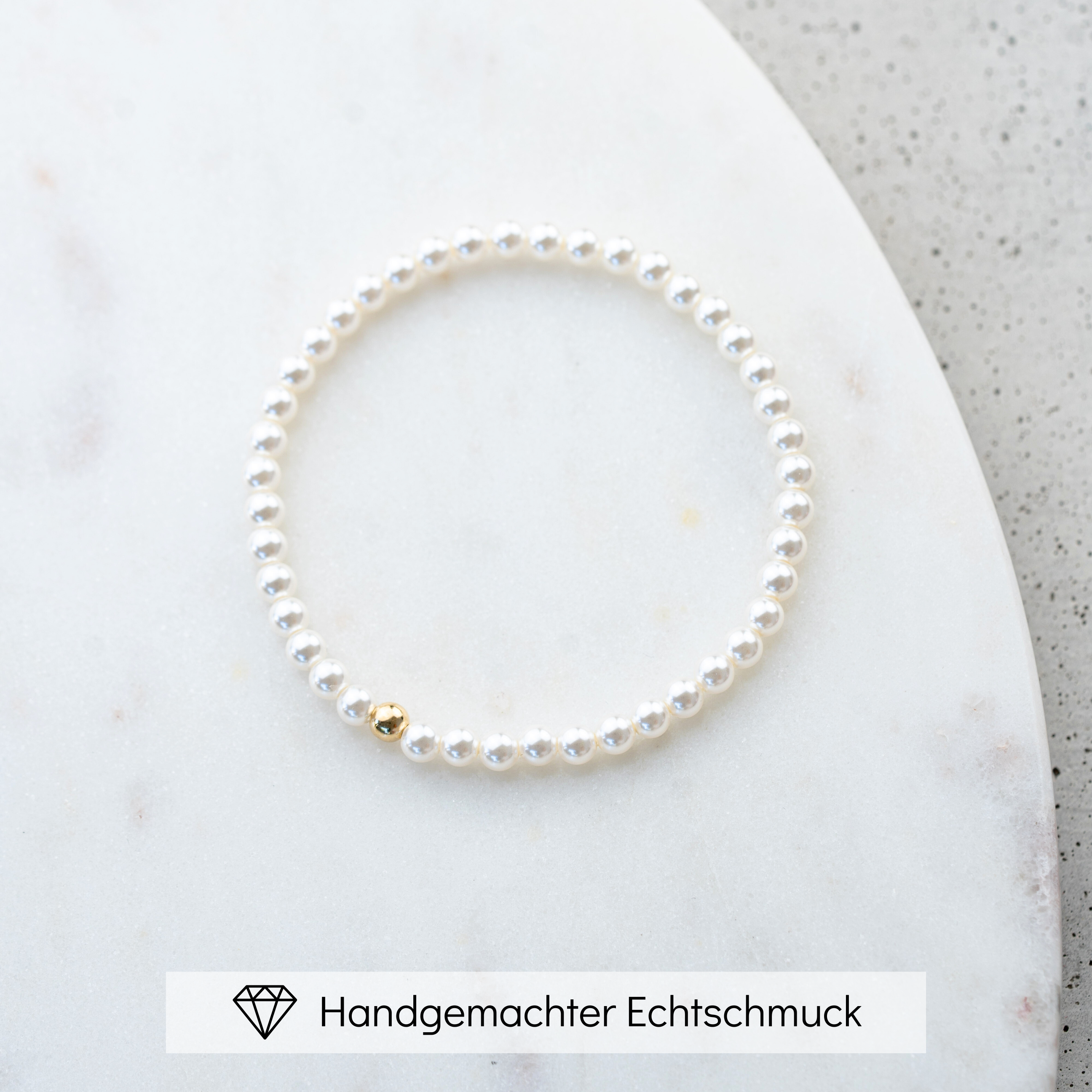 Perlenbräute Perla Perlenarmband Gold 16cm 6mm Perlen