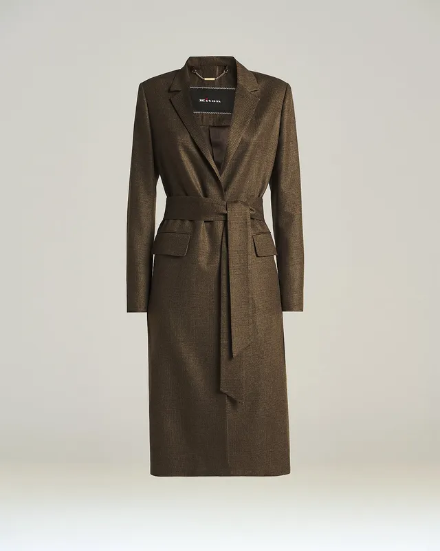 Kiton Outerwear Taupe Cashmere Mantel Kaschmir Gürtel