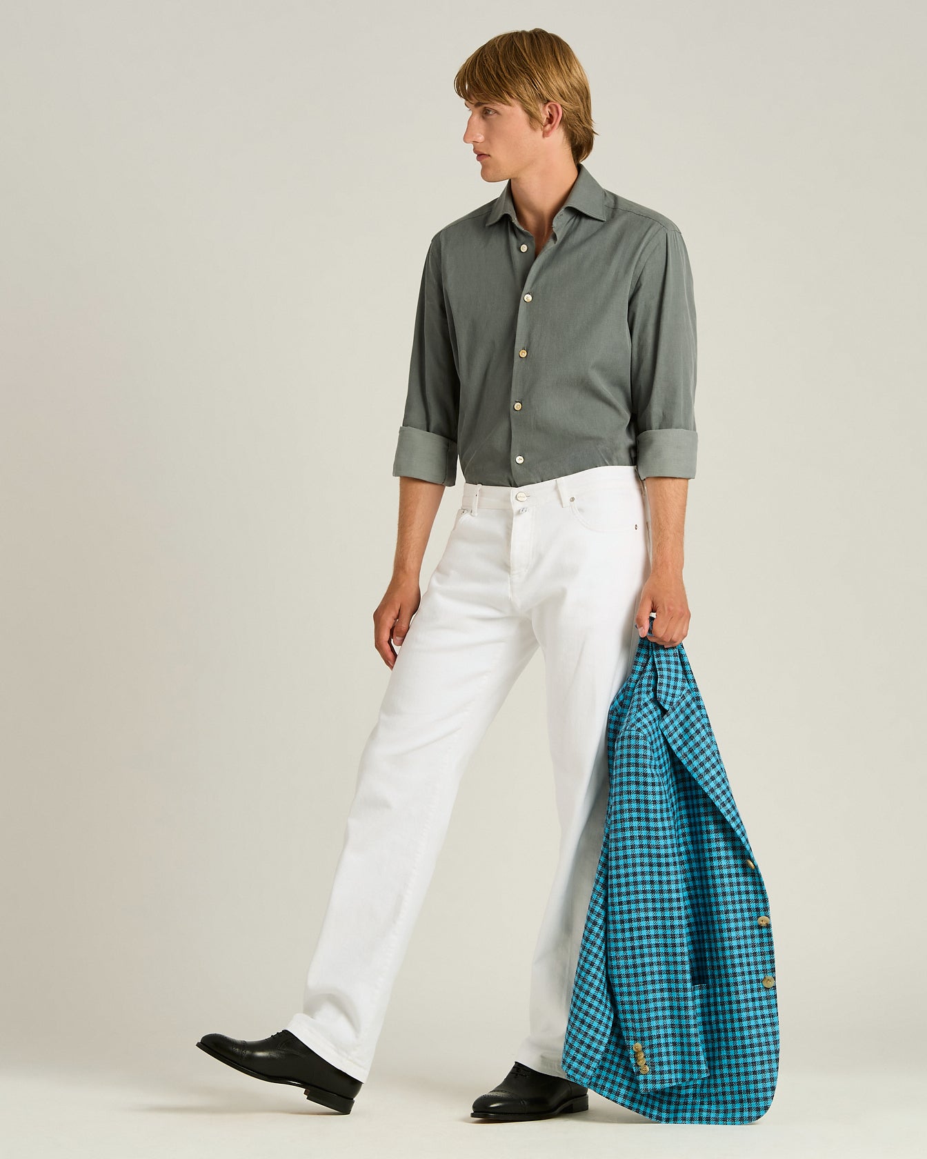 Kiton Sakko Karo Wolle Cashmere Seide einreihig Gr. 46-58