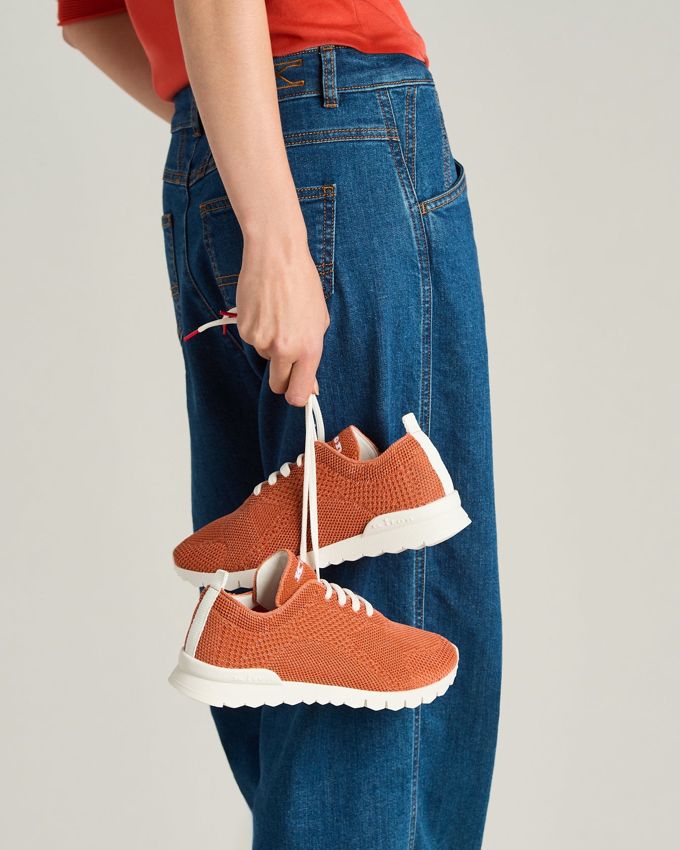 Kiton Shoes Fits Sneaker Orange Baumwolle 38