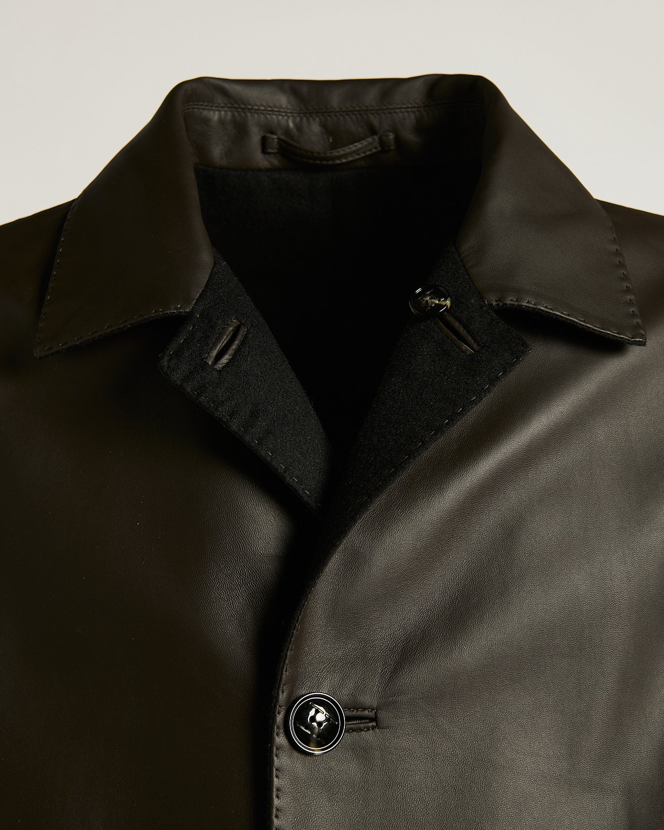Kiton Outerwear Wendelmantel Lammleder Kaschmir Braun