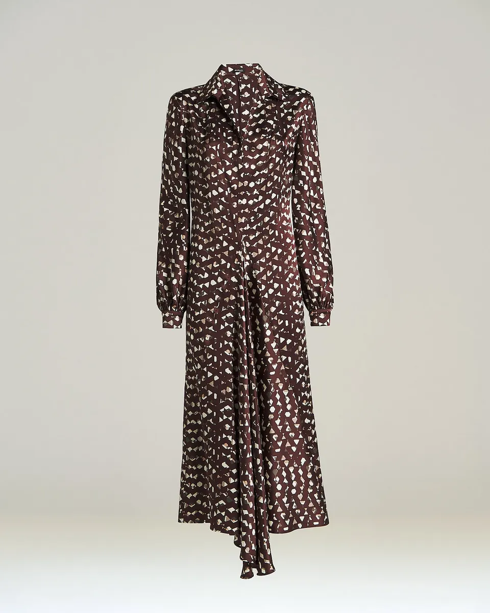 Kiton Dresses Bordeaux Seidenkleid Gr. 40 mit Print