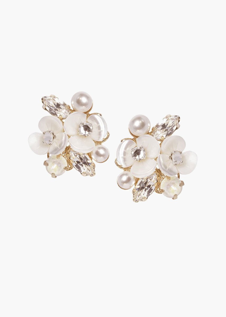Elizabeth Bower Trillium Cluster Ohrstecker Rhodium Perlmutt