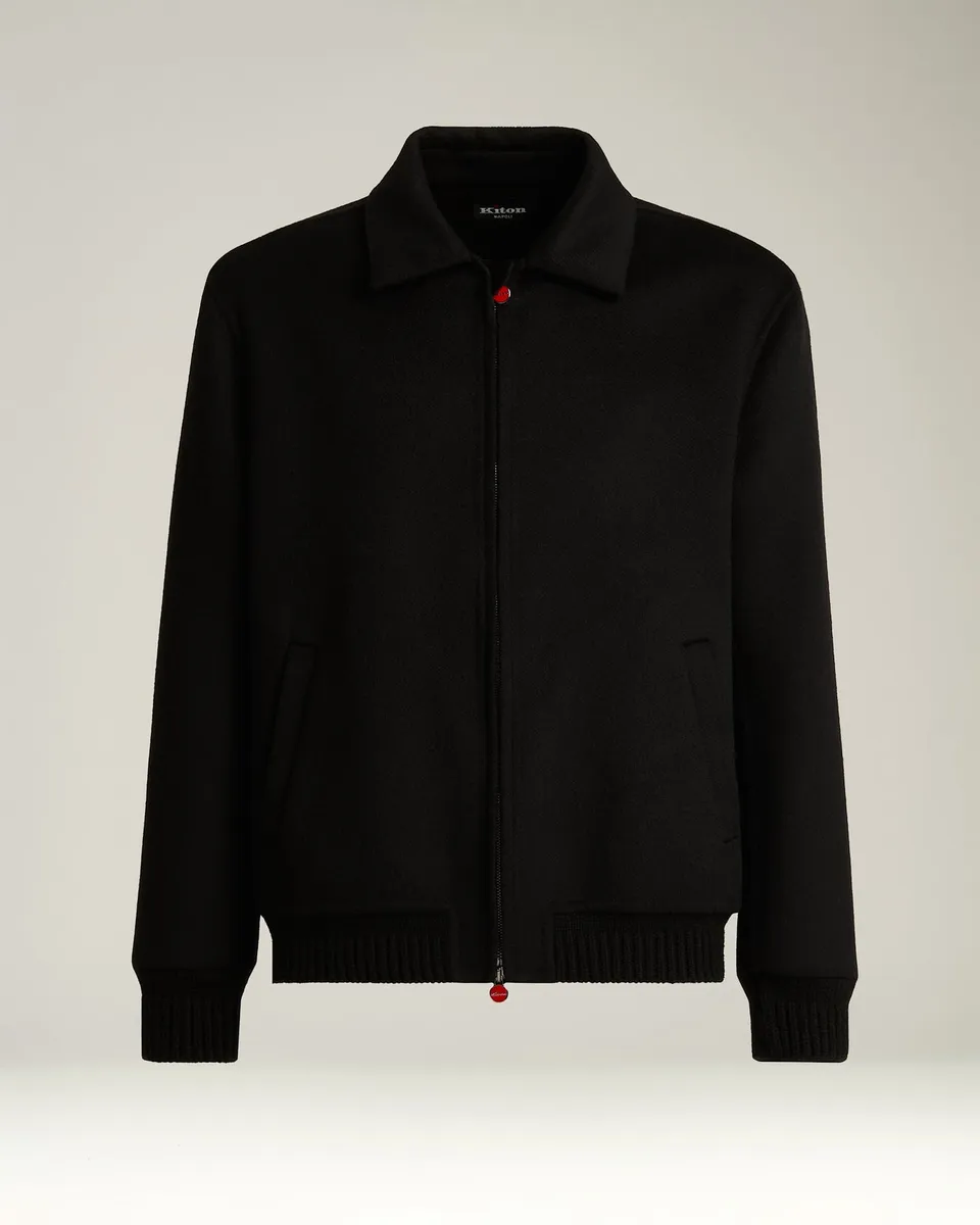 Kiton Outerwear Bomber Black Cashmere Jacke Kaschmir 50