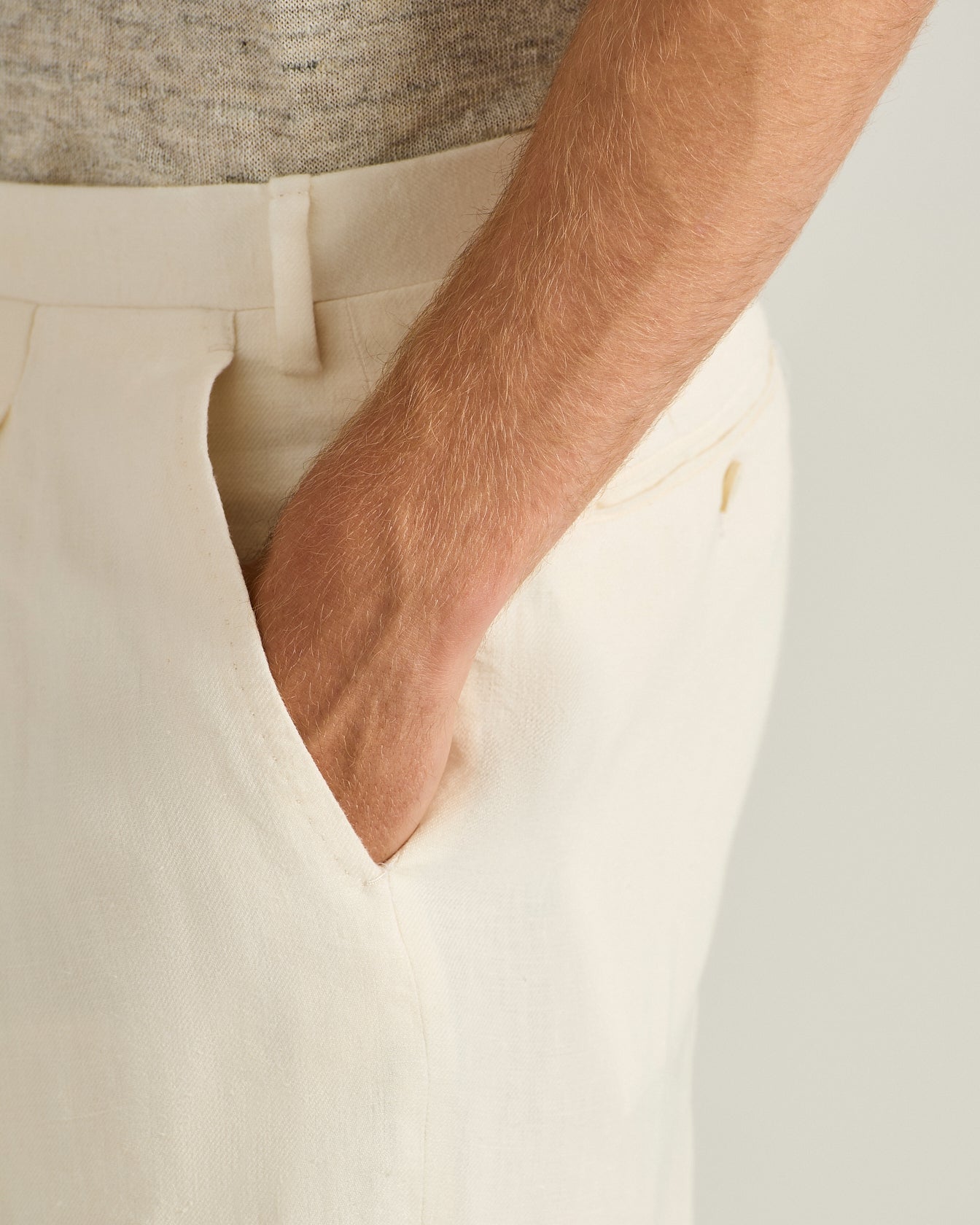 Kiton Trousers Leinenhose weiß rein Gr. 50