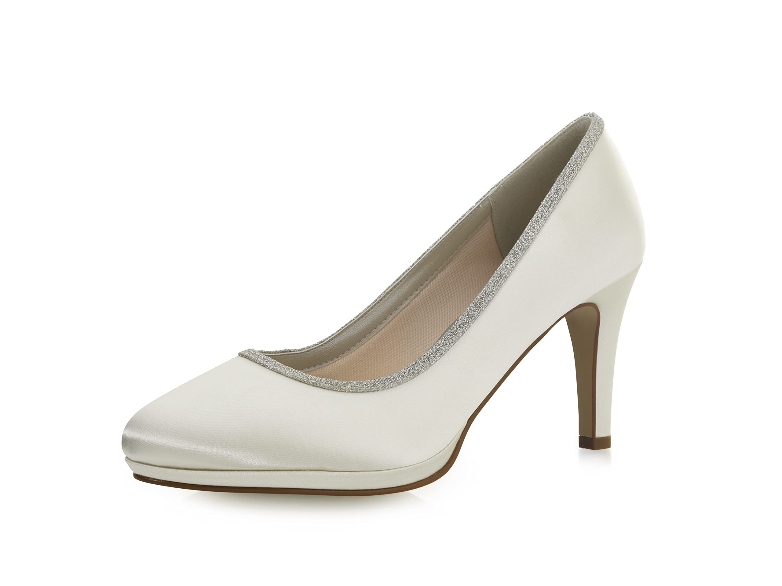 Rainbow Club Yanna Pumps Ivory Satin Glitzer Plateau