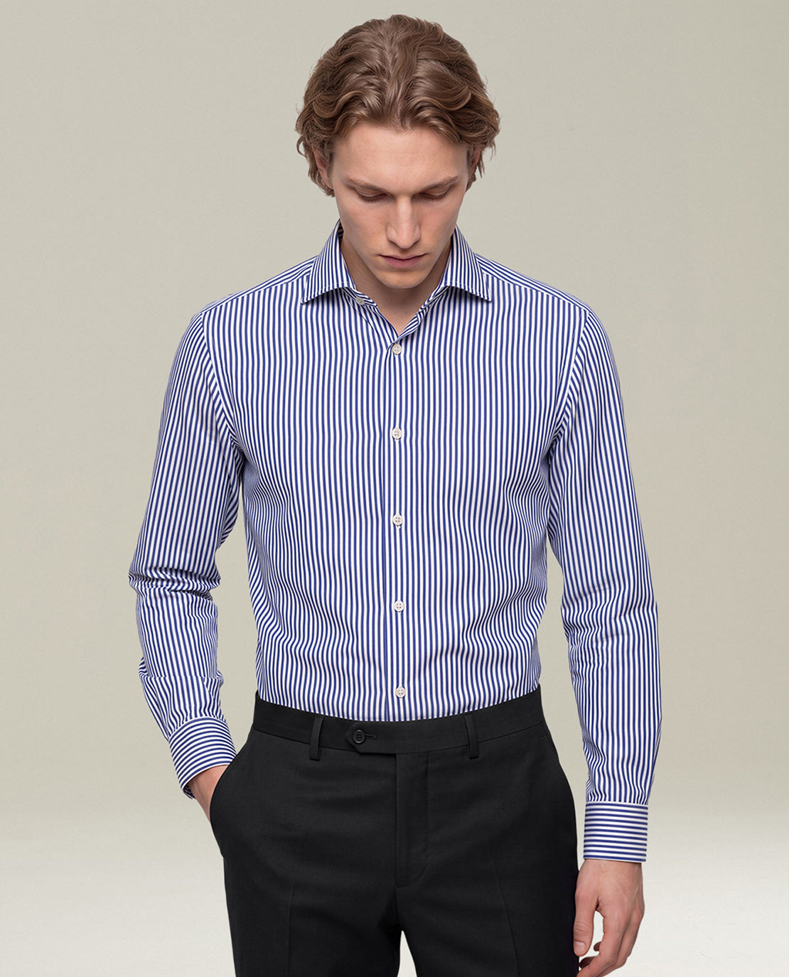 Kiton Streifen Hemd Baumwolle Hellblau Gr.40