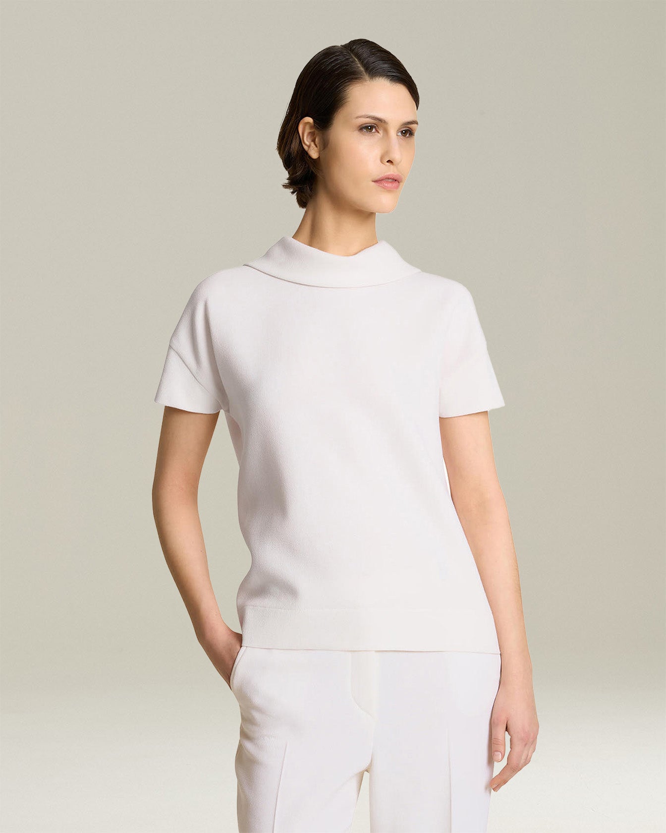 Kiton Shirts Bluse Wolle Halbhoch Kurzarm Damen