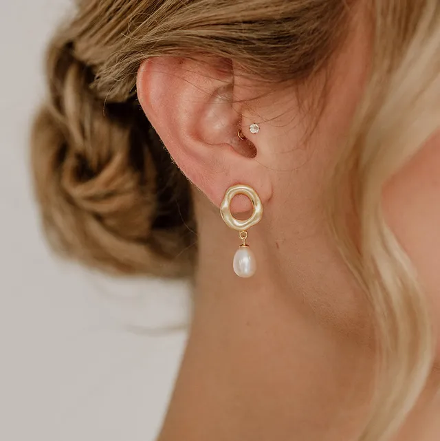 Perlenbräute Allora Ohrringe mit echter Perle Gold 3cm