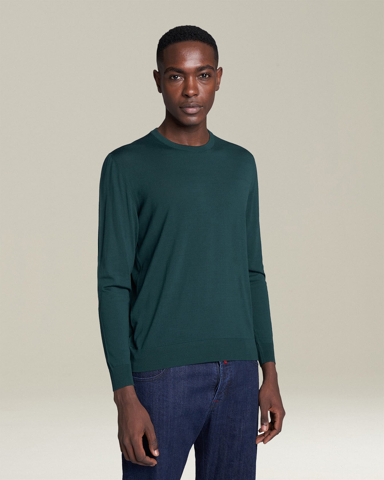 Kiton Knitwear Jersey Pullover L Wolle Grün 14 Micron
