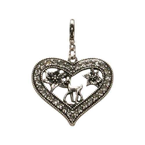 Alpenflüstern DAHEIM AAH084 Anhänger Strass-Herz Bambi antik-silber