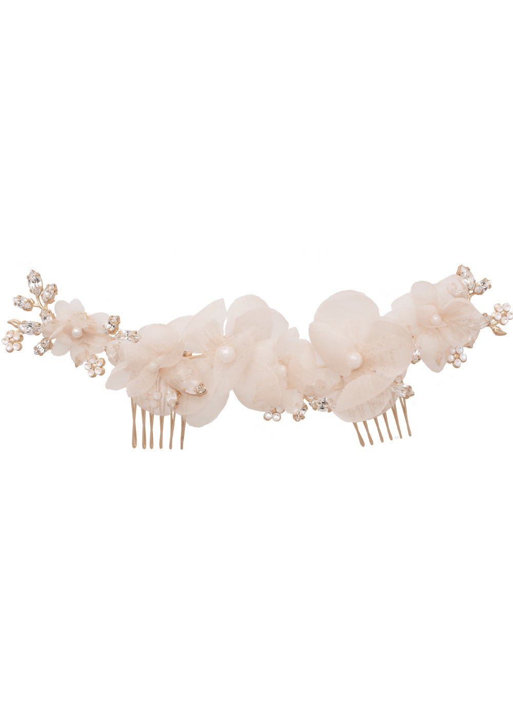 Elizabeth Bower Fabrique Haarkamm Seide Rhodium Ivory