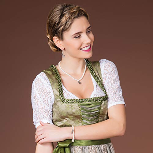 Alpenflüstern DAHEIM SET039 Trachtenset Perlen creme-weiß Hirsch