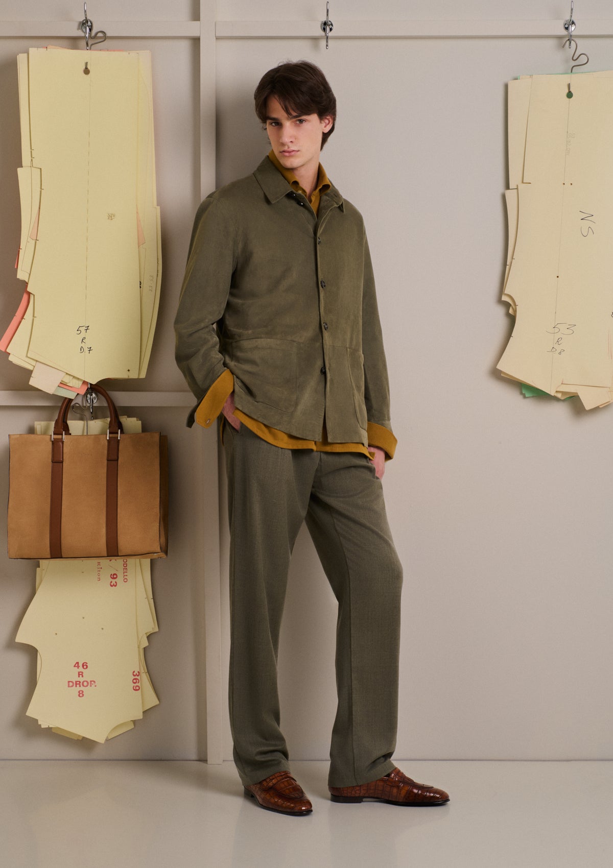 Kiton Outerwear Wildlederjacke grün Veloursleder
