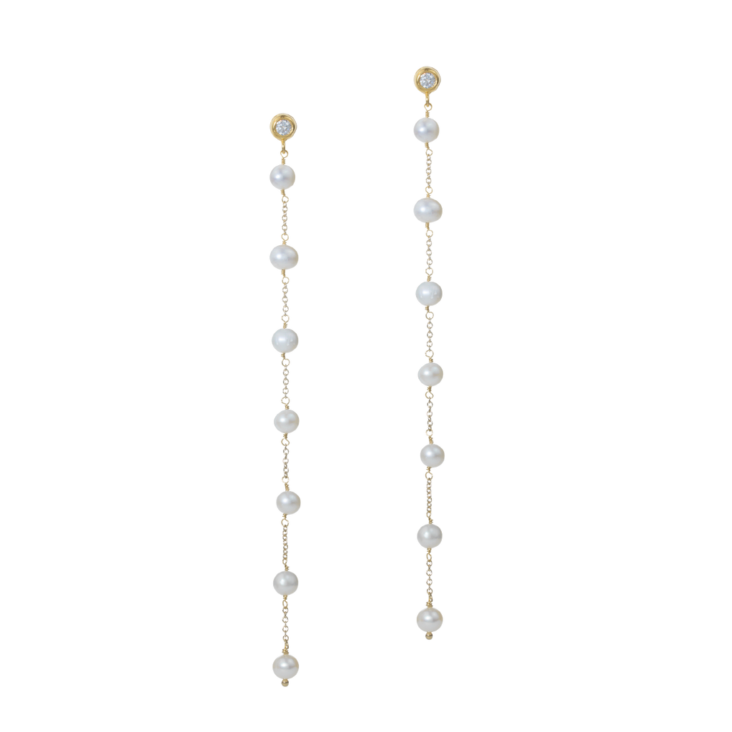 Juvelan Samantha Ohrringe Silber 12 cm Perlen lang