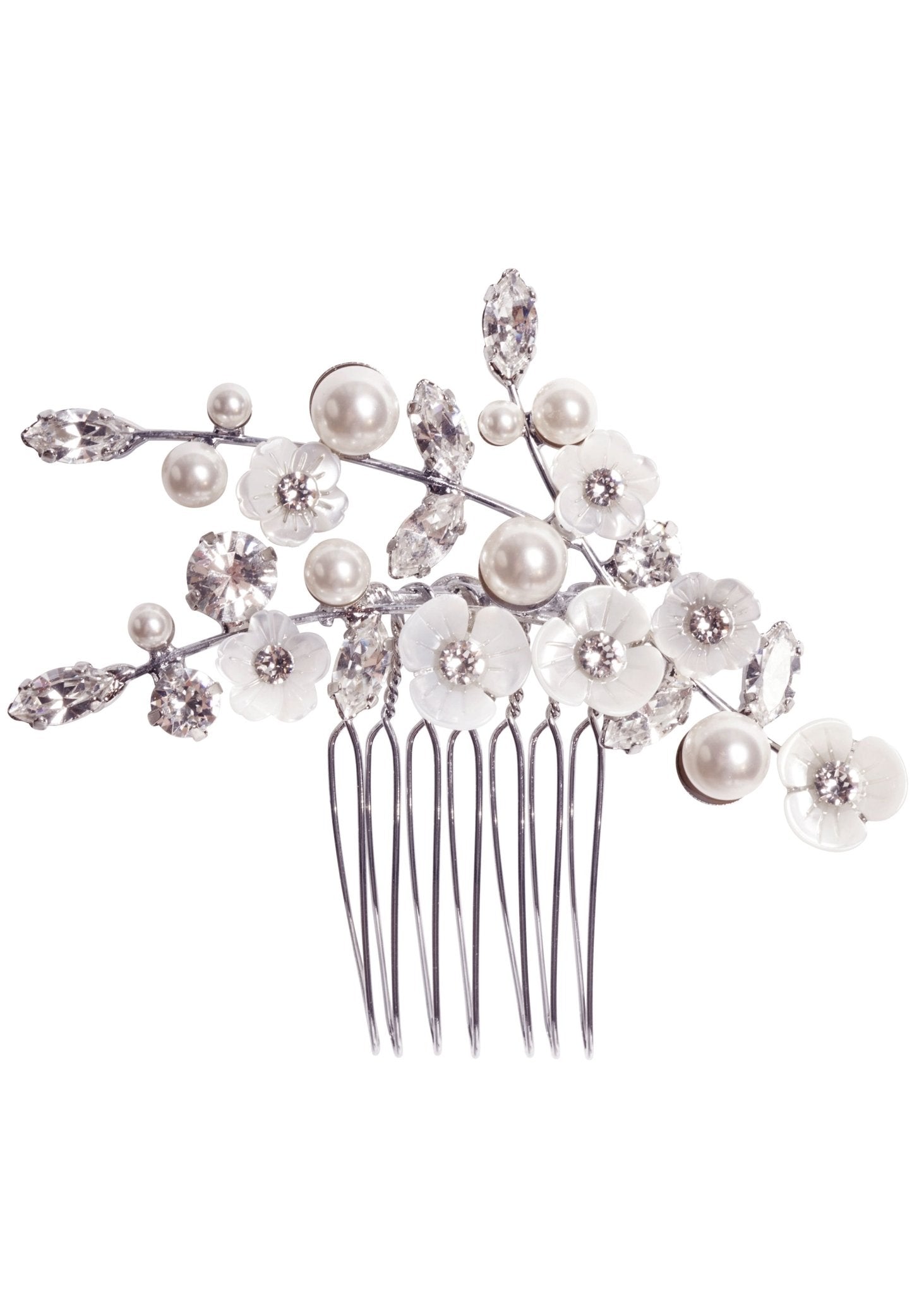 Elizabeth Bower Trill Mini Haarkamm Rhodium Perlen Kristall