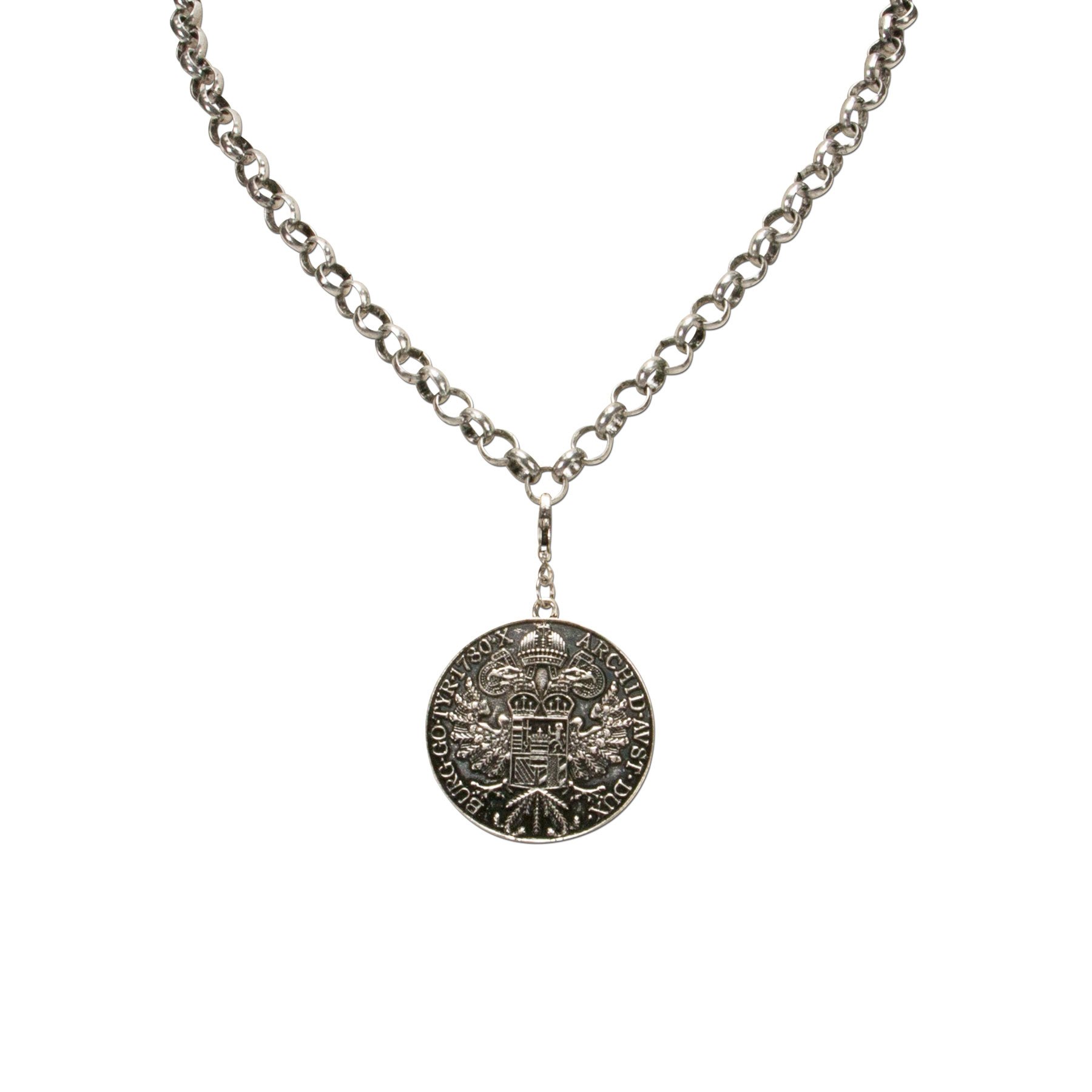 Alpenflüstern DAHEIM AAH103 Trachten-Anhänger Münze groß antik-silber