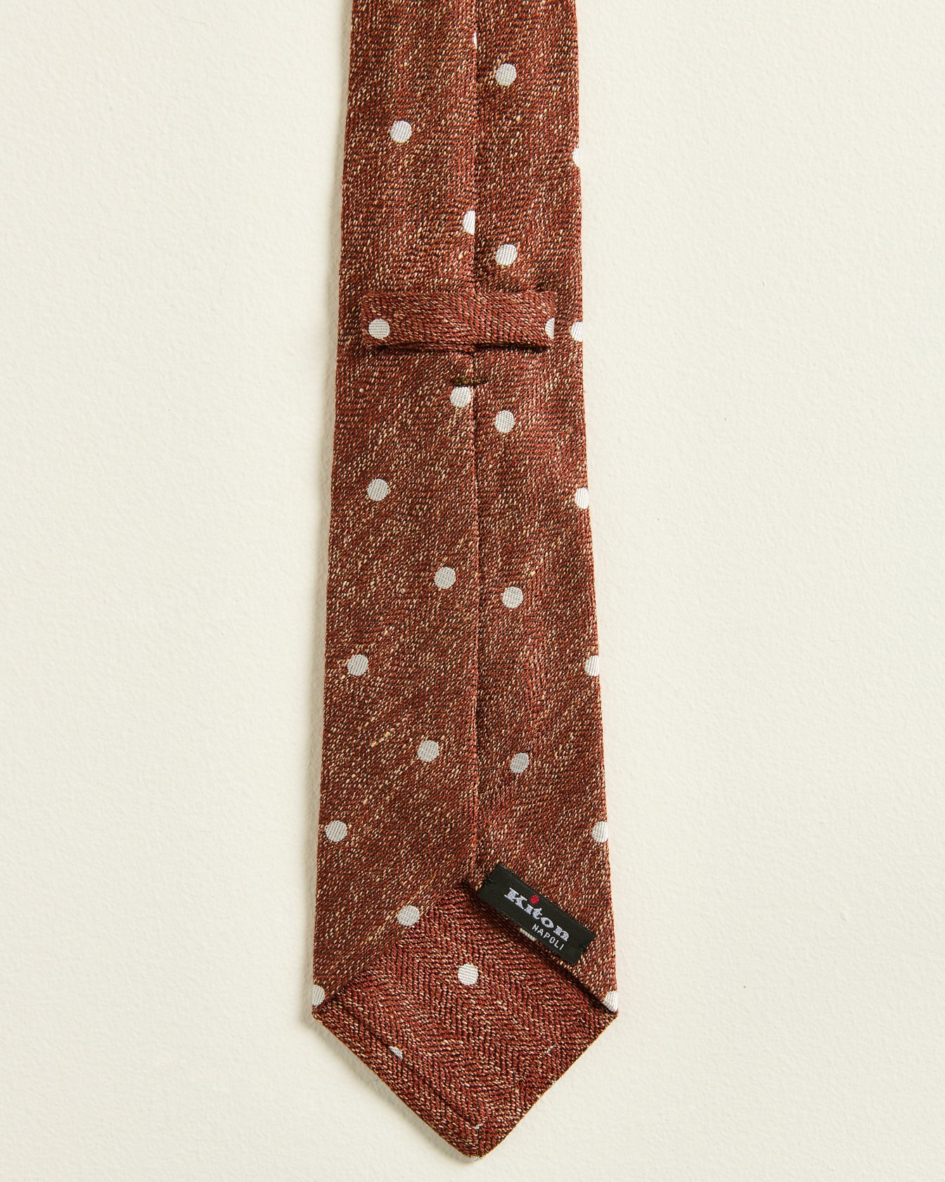 Kiton Polka Dot Krawatte Rostbraun Weiß TU handgestrickt