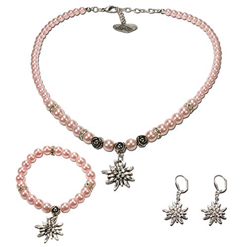Alpenflüstern DAHEIM SET024 Schmuck-Set rosa Edelweiß