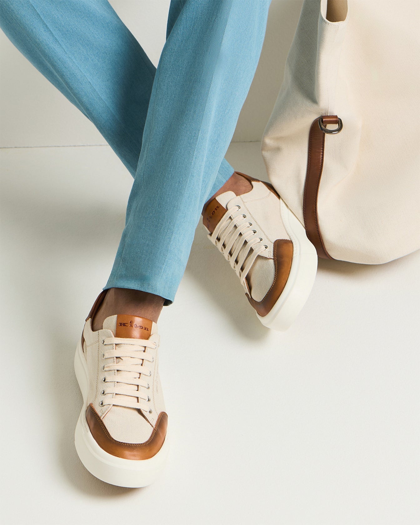 Kiton Shoes Urban Sneakers Leder Sneaker Canvas