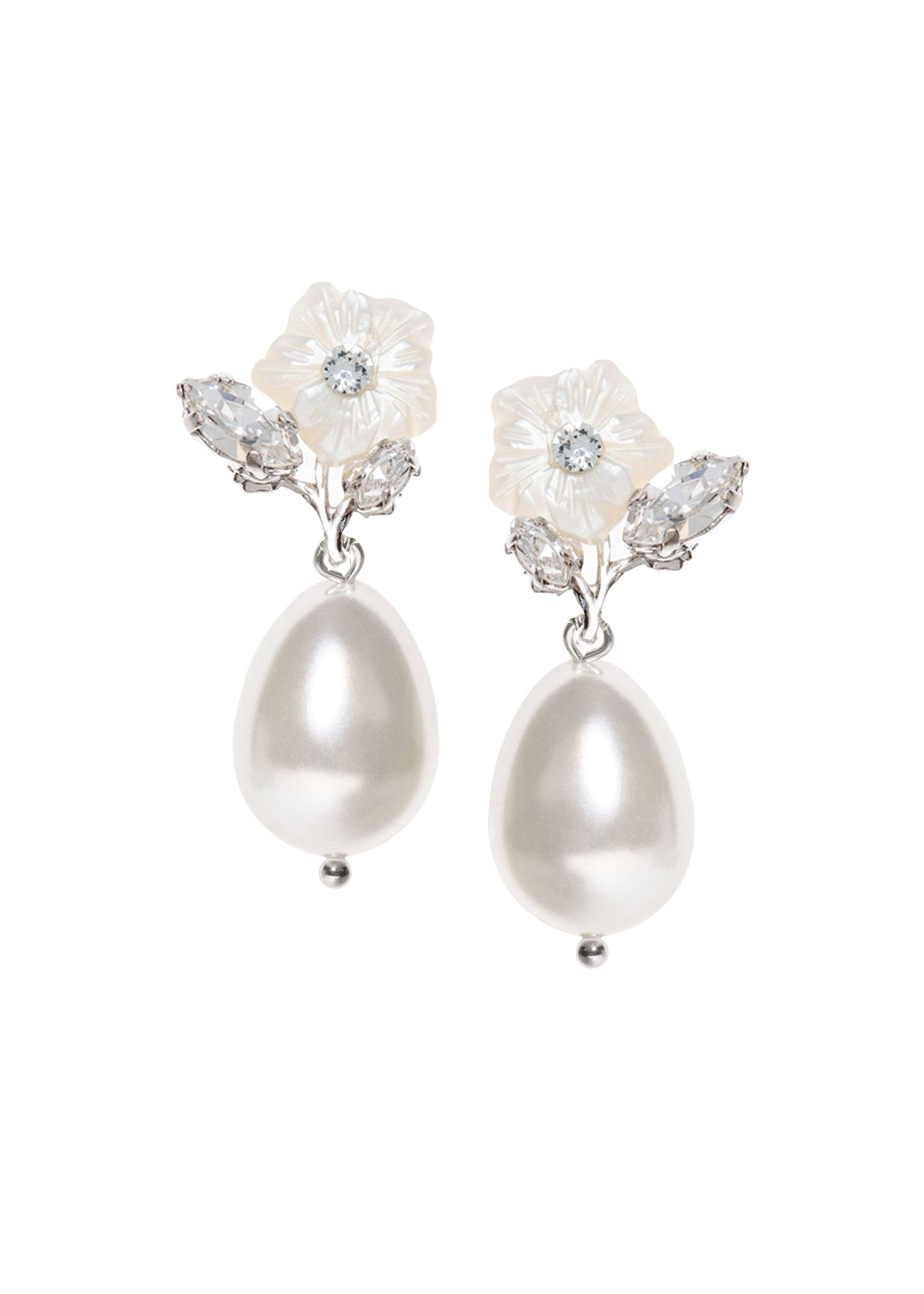 Elizabeth Bower Vine Florum Bud Drop Braut Ohrringe Rhodium