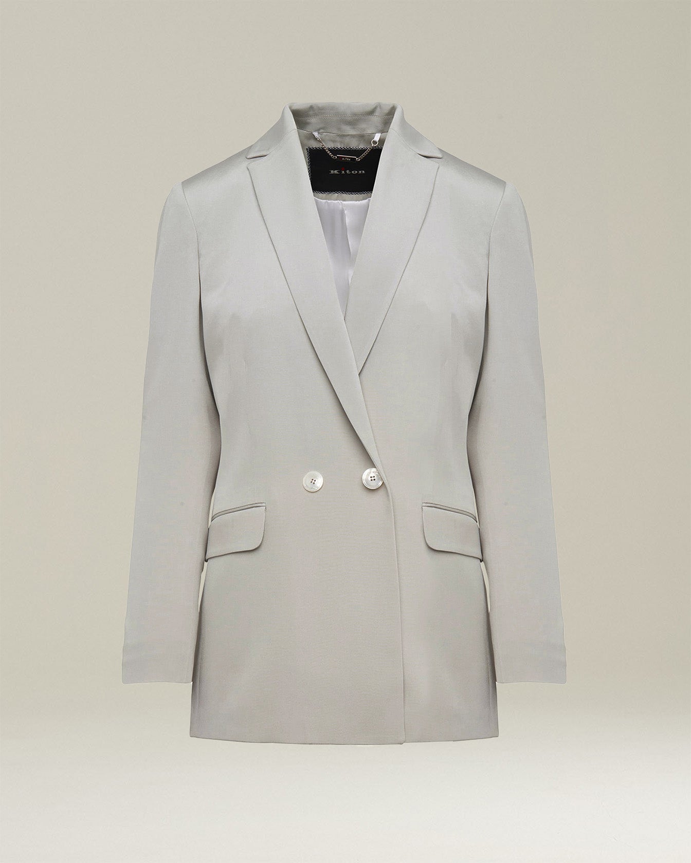 Kiton Silk Blazer Sakko grau Seide Damen Gr 40