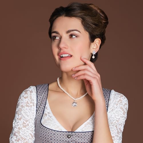 Alpenflüstern DAHEIM SET056 Schmuckset Kette+Ohrringe creme