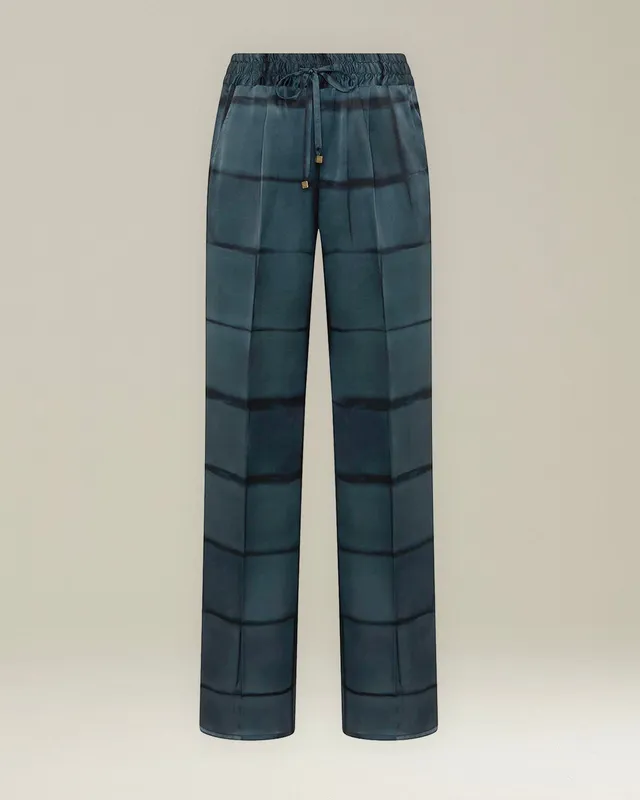 Kiton Panta Coulisse Seidenhose gemustert High-Waist