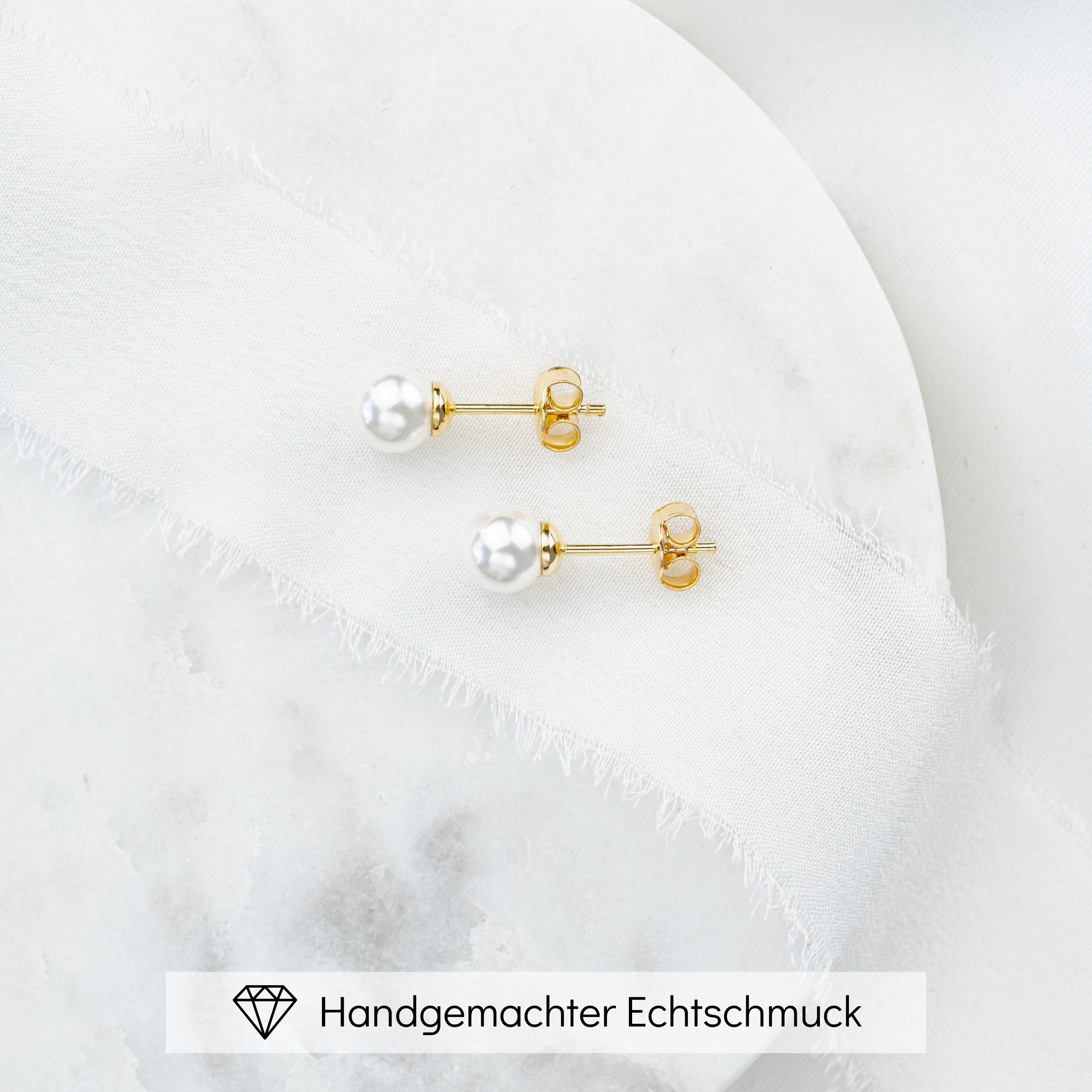 Perlenbräute Perla 6mm Perlenstecker Gold Brautschmuck Hochzeit