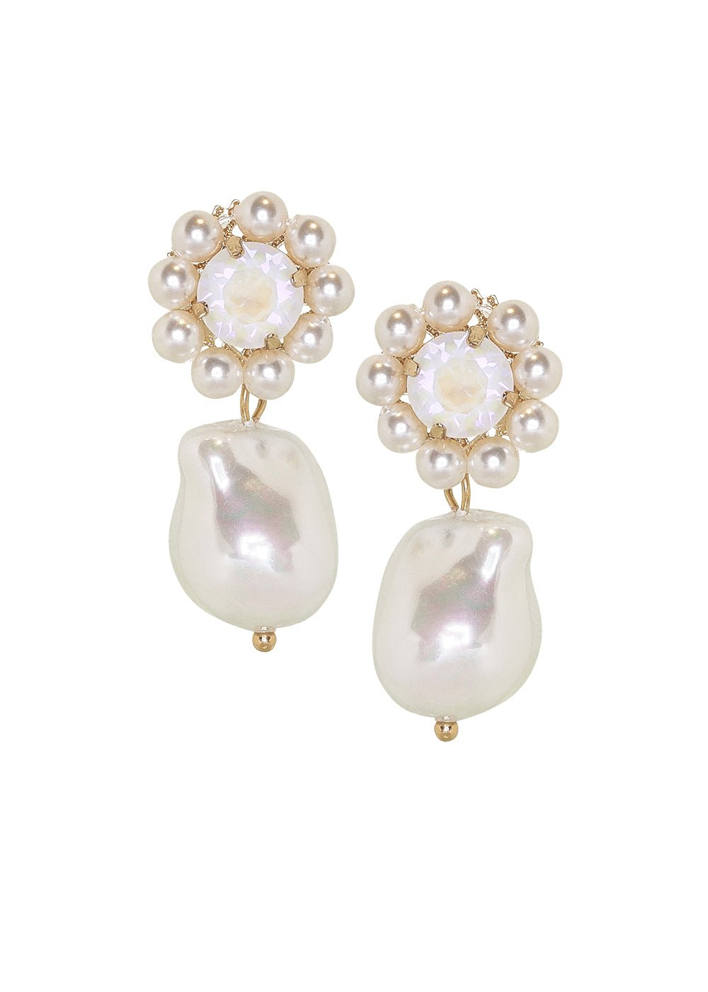 Elizabeth Bower Baroque Bauble Braut Ohrringe Gold Perlen