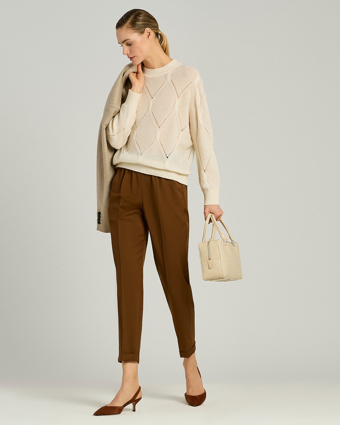 Kiton Knitwear Pullover creme Kaschmir Seide Gr.42