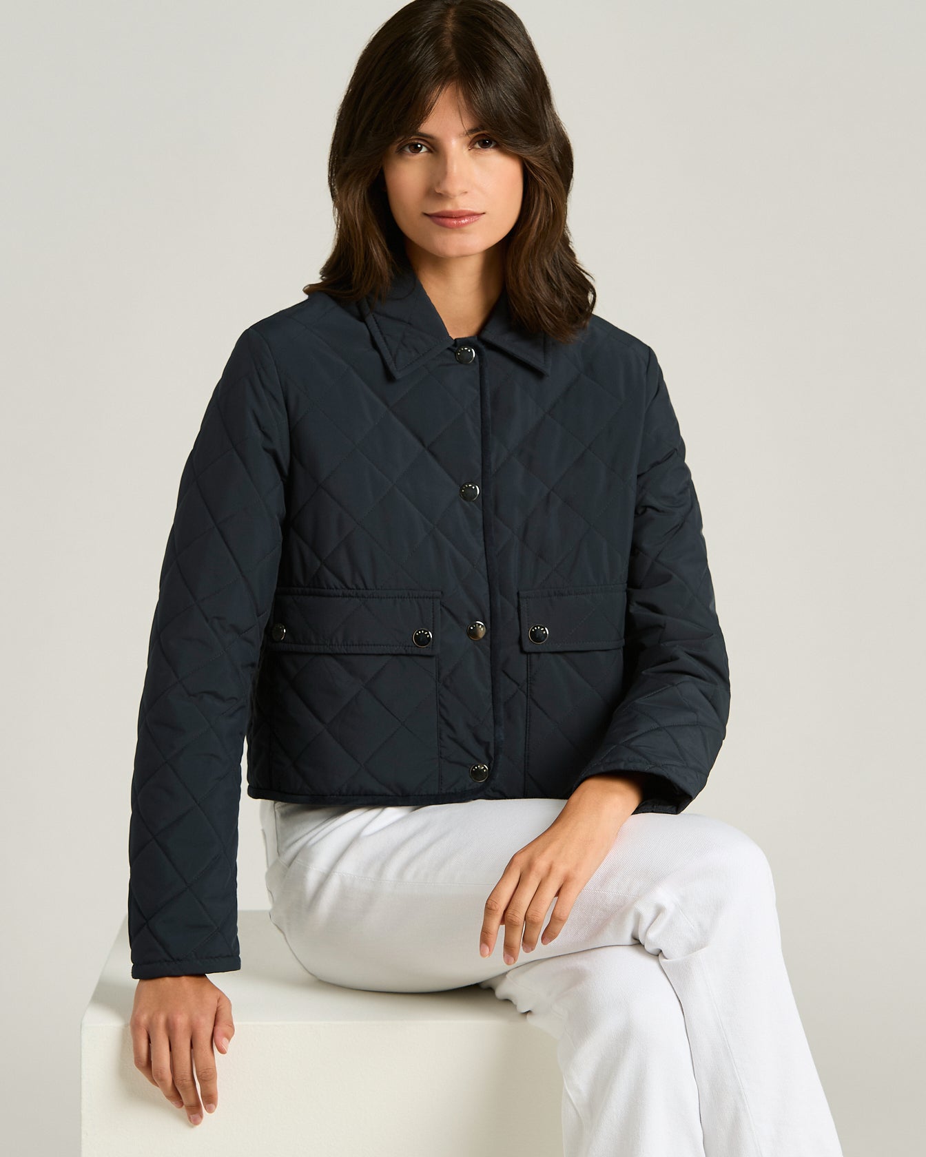 Kiton Quilted Blue Daunenjacke gesteppt Kalbsleder blau