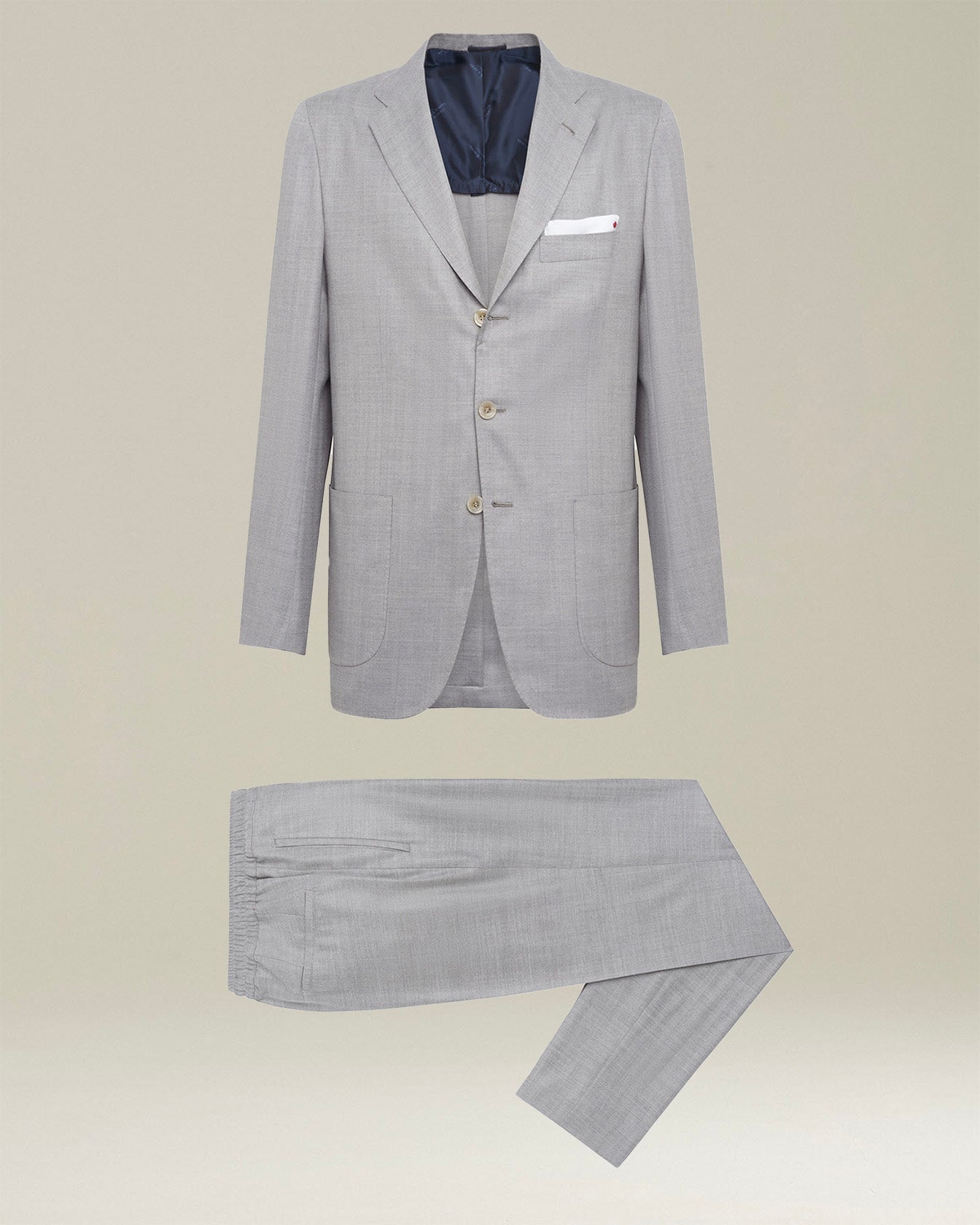 Kiton Abito Cashmere Anzug Grau Cashmere Wolle Seide