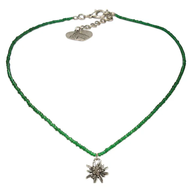 Alpenflüstern DAHEIM DHK258 Dirndlkette grün Edelweiss Perlen