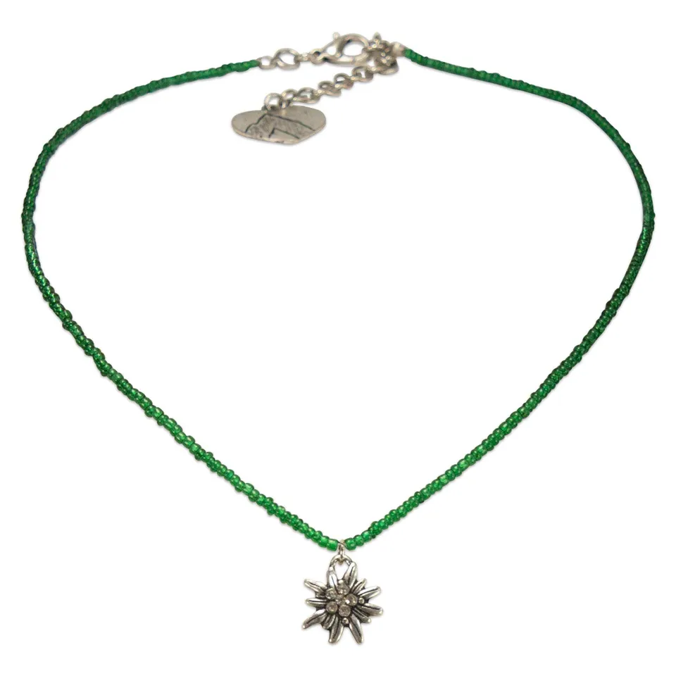 Alpenflüstern DAHEIM DHK258 Dirndlkette grün Edelweiss Perlen