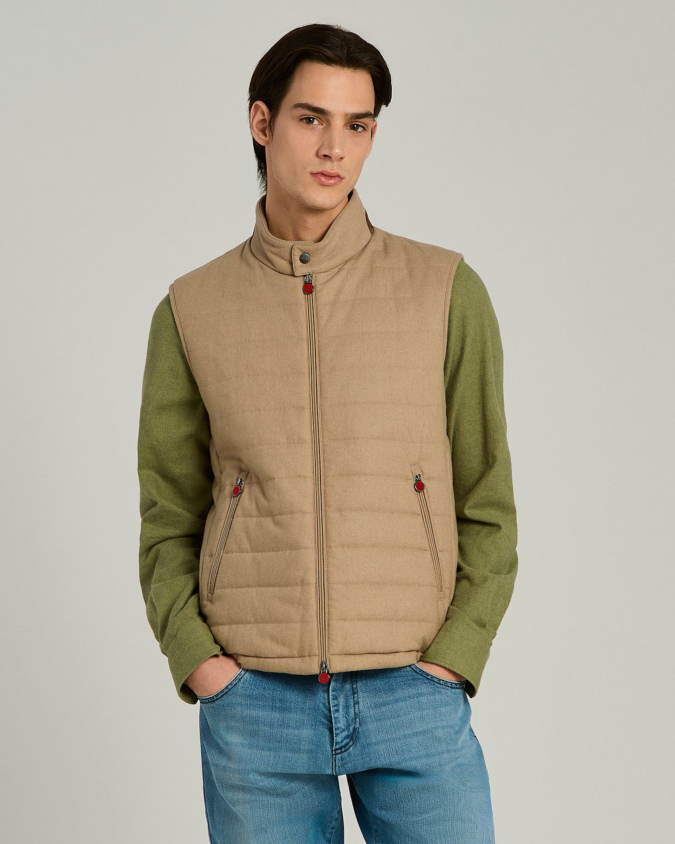 Kiton Gilet Blouson Weste Kaschmir beige Gr. 50