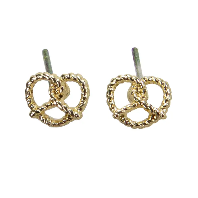 Alpenflüstern DAHEIM Breze Ohrstecker mini Brezel gold DOR064