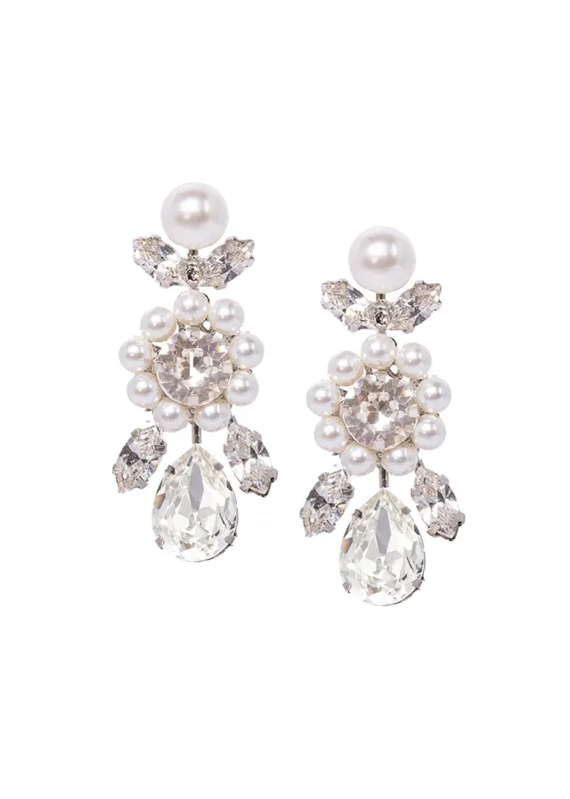 Elizabeth Bower Regal Crystal Brautohrringe Rhodium Stecker