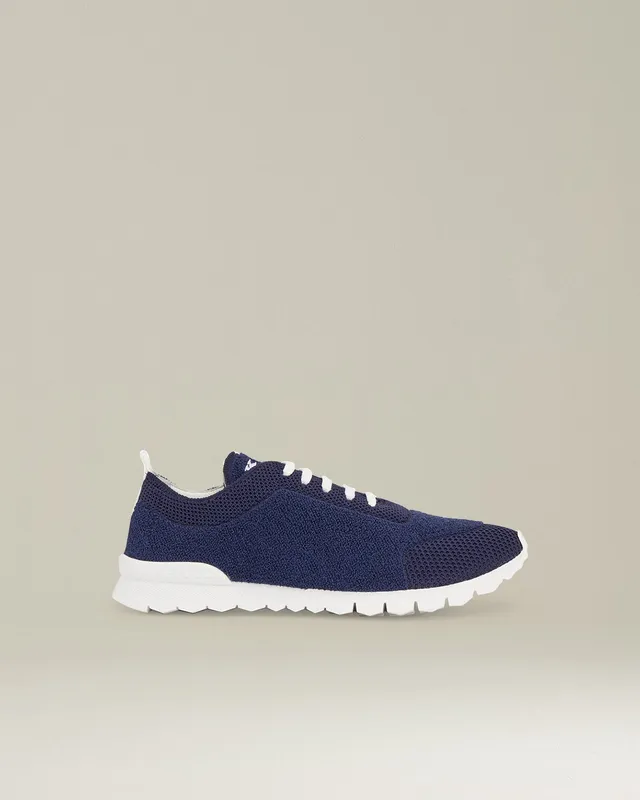 Kiton Sneakers Strick navy Boucle weiße Sohle