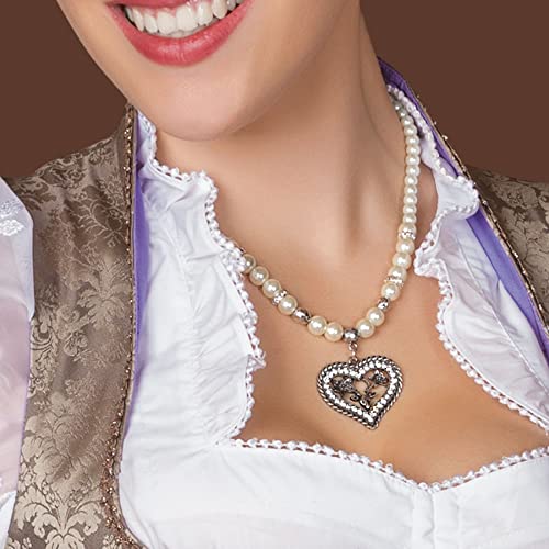 Alpenflüstern DAHEIM DHK162 Dirndlkette Creme Strassherz Hirsch