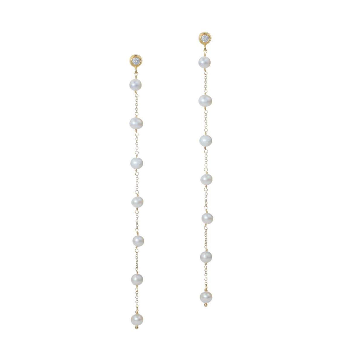 Juvelan Samantha Perlen Ohrringe Silber lang 12cm