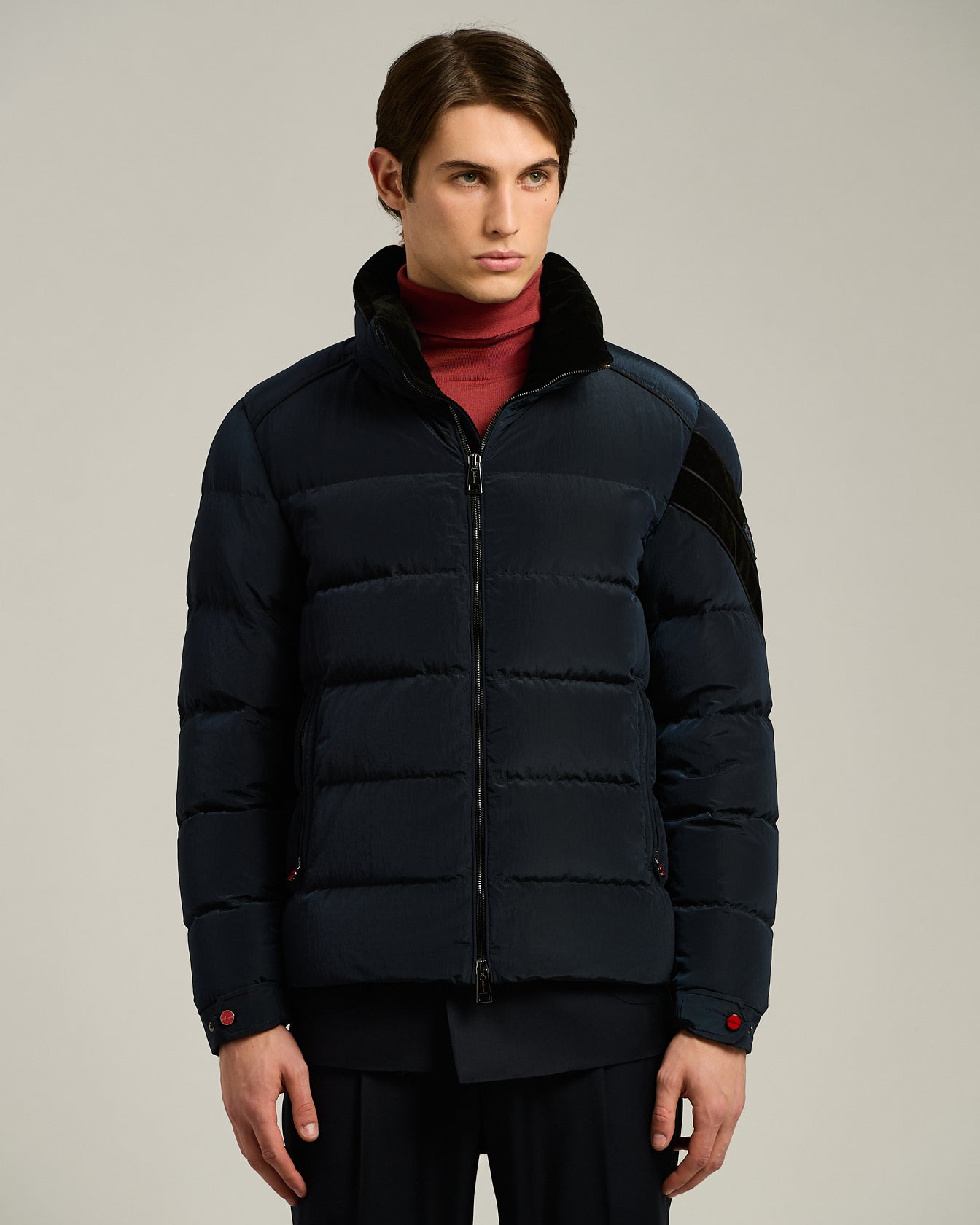 Kiton Outerwear Quilted Bomber Blouson 52 Navy Technik