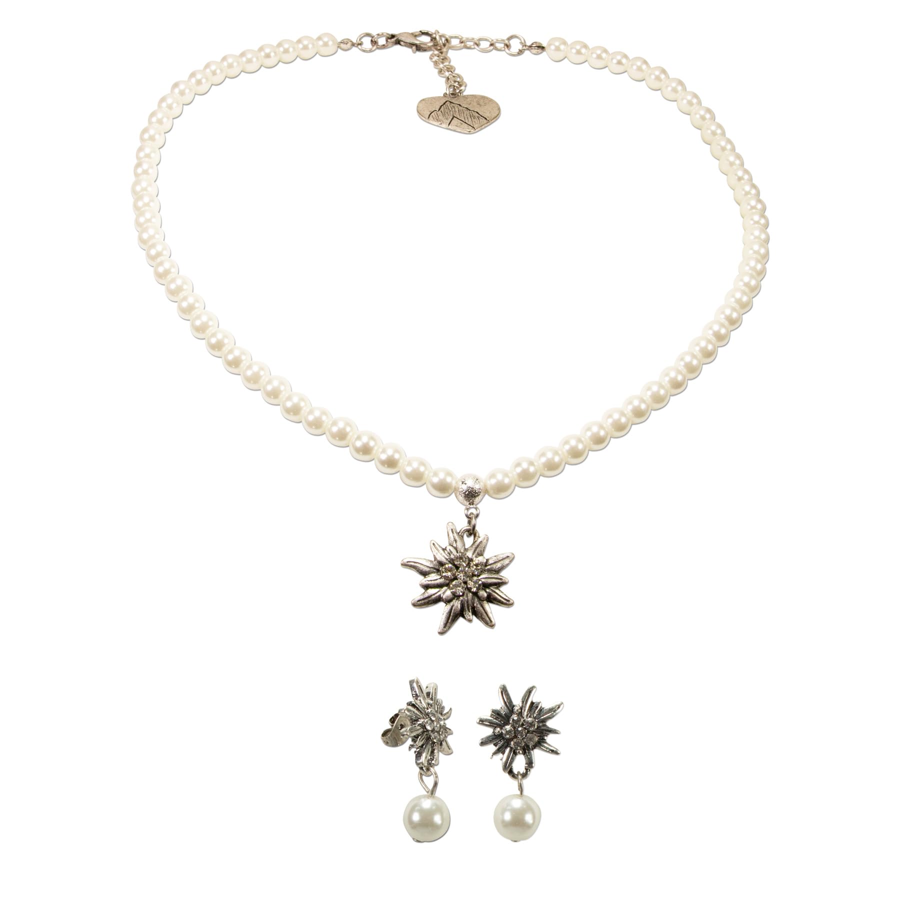 Alpenflüstern DAHEIM SET056 Schmuckset Kette+Ohrringe creme