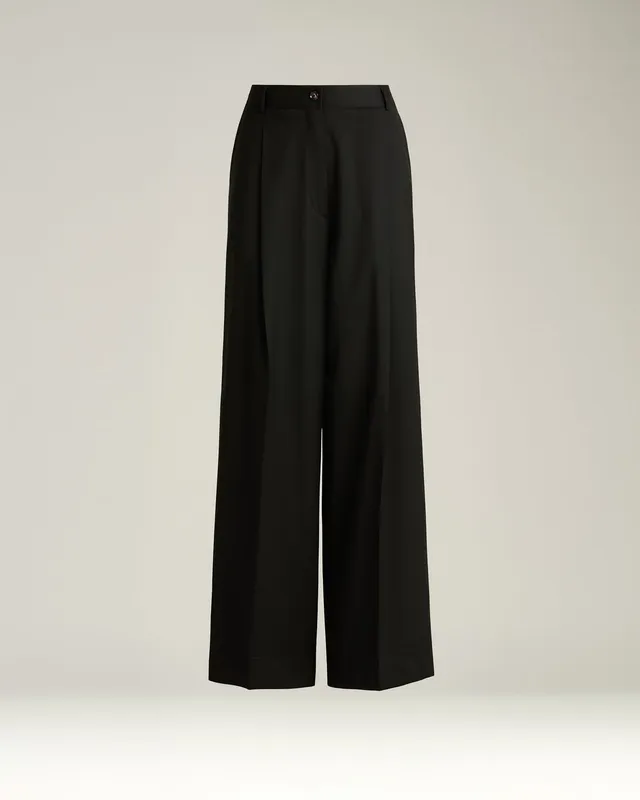 Kiton Trousers Palazzo Hose schwarz Wolle Gr.40