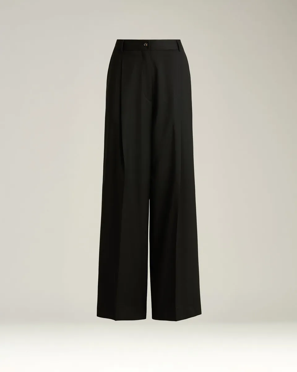 Kiton Trousers Palazzo Hose schwarz Wolle Gr.40