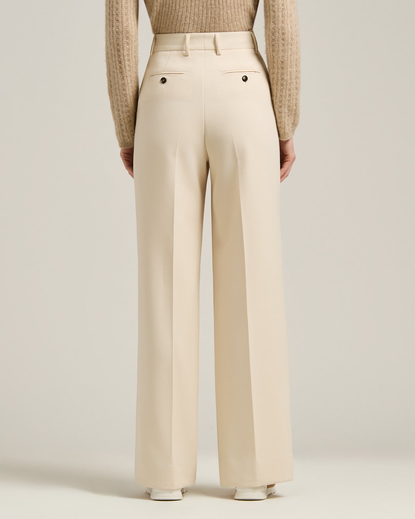 Kiton Trousers Hose Cremeweiß Wide Leg Technical Gr 40