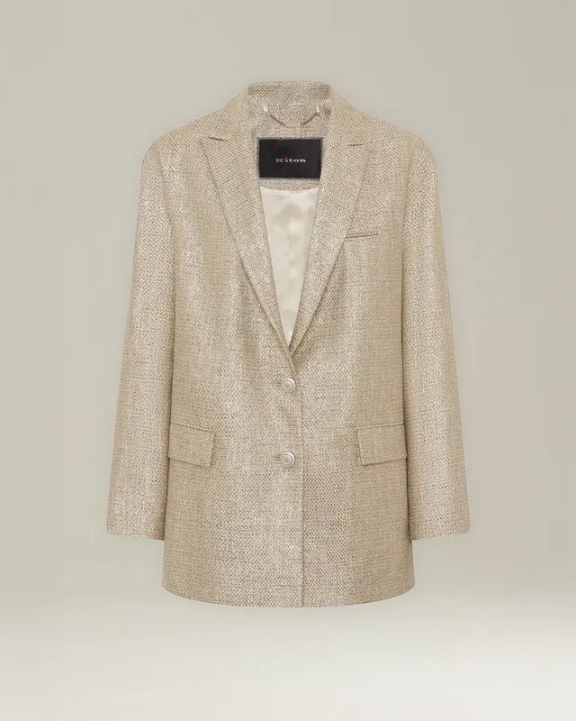 Kiton Jackets Oversized Lamé Viskose Blazer Gr 40 Festkleidung