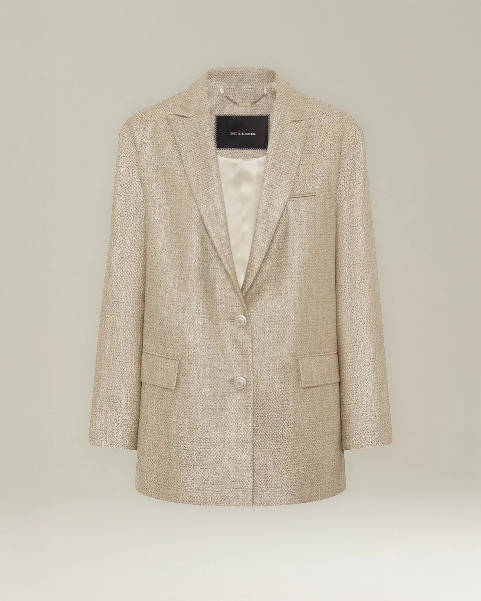 Kiton Jackets Oversized Lamé Viskose Blazer Gr 40 Festkleidung