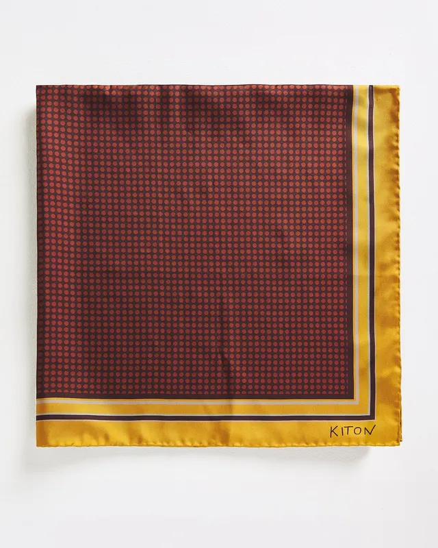 Kiton Seidenschal Ockergelb 90x90 Punkte TU